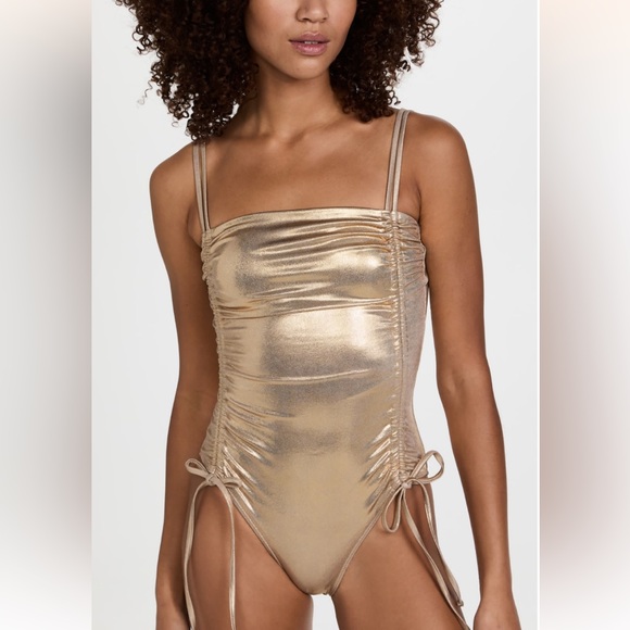 Anthropologie Other - Anthropologie Good American Metallic Foil Ruched One-Piece Swimsuit